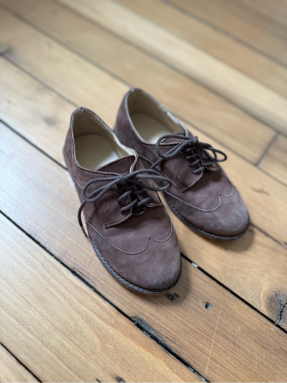 Janie and Jack Brown Suede Wingtip Lace-Up Kids Dress Shoes